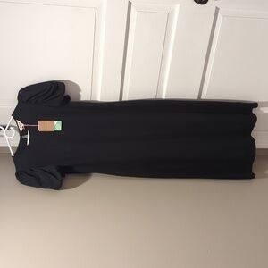 Boden black Jersey dress with puff sleeves